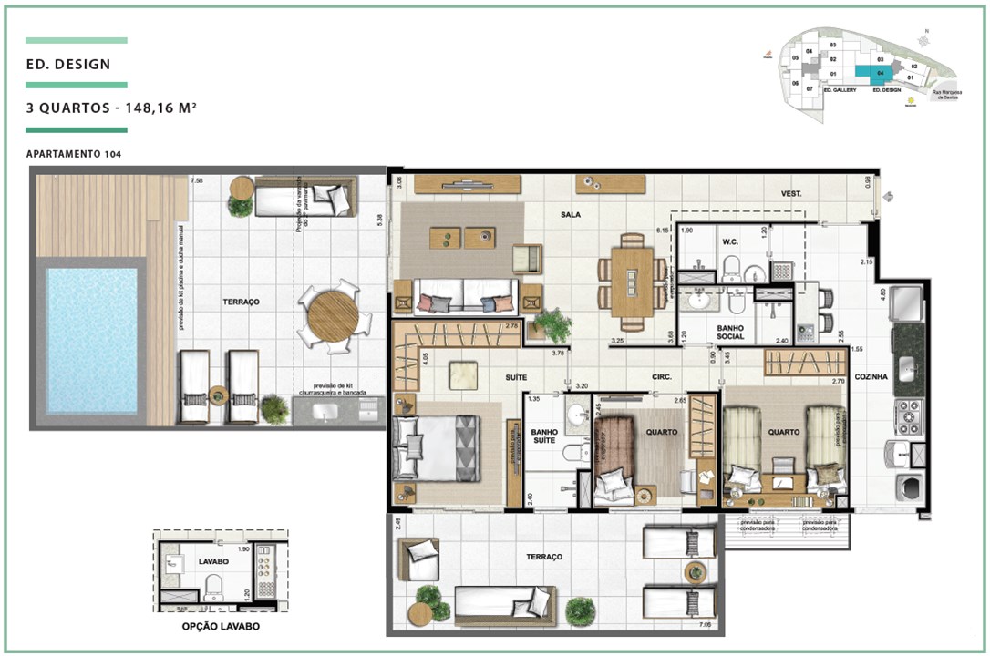 Terraces Ed. Design 03 quartos | 148,16m² | Open Gallery & Design – Laranjeiras - Rio de Janeiro - Rio de Janeiro Terraces Ed. Design 03 quartos | 148,16m² | Open Gallery & Design – Apartamento em Laranjeiras - Rio de Janeiro - Rio de Janeiro